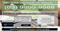 TRE-TO arte de consulta de local de votação SMS